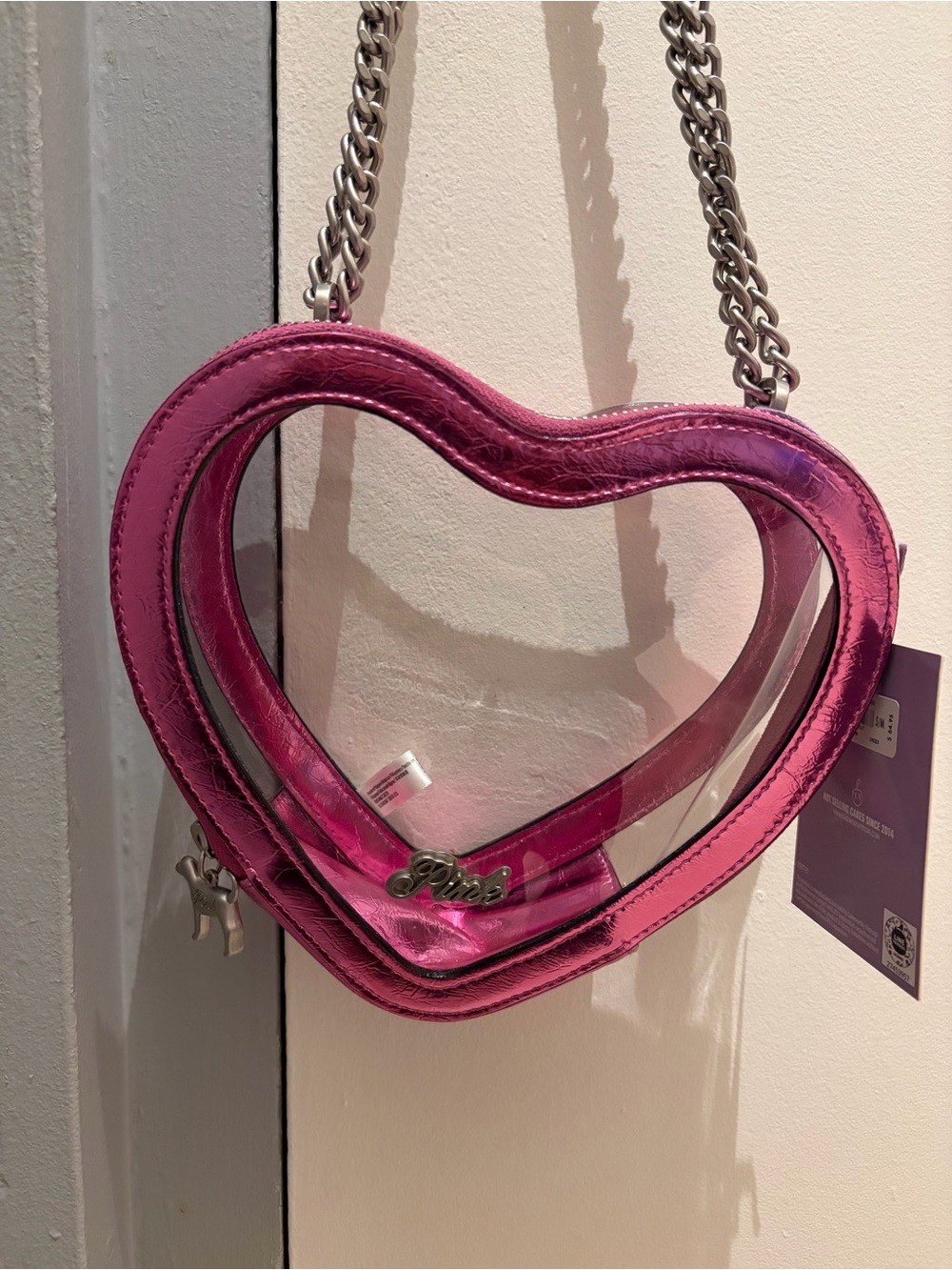 Pink Heart-Shaped Clear Crossbody Bag Concert bag
